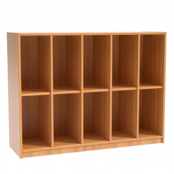 Schulranzenregal,  98 cm hoch, 130x40 cm (B/T), 10 Fächer, 5-spaltig 